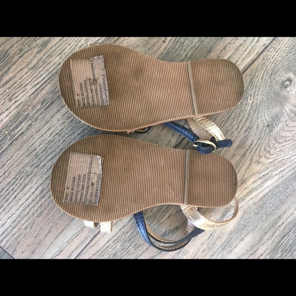 Janie and Jack leather navy gold strap sandals 6 - Picture 2 of 3